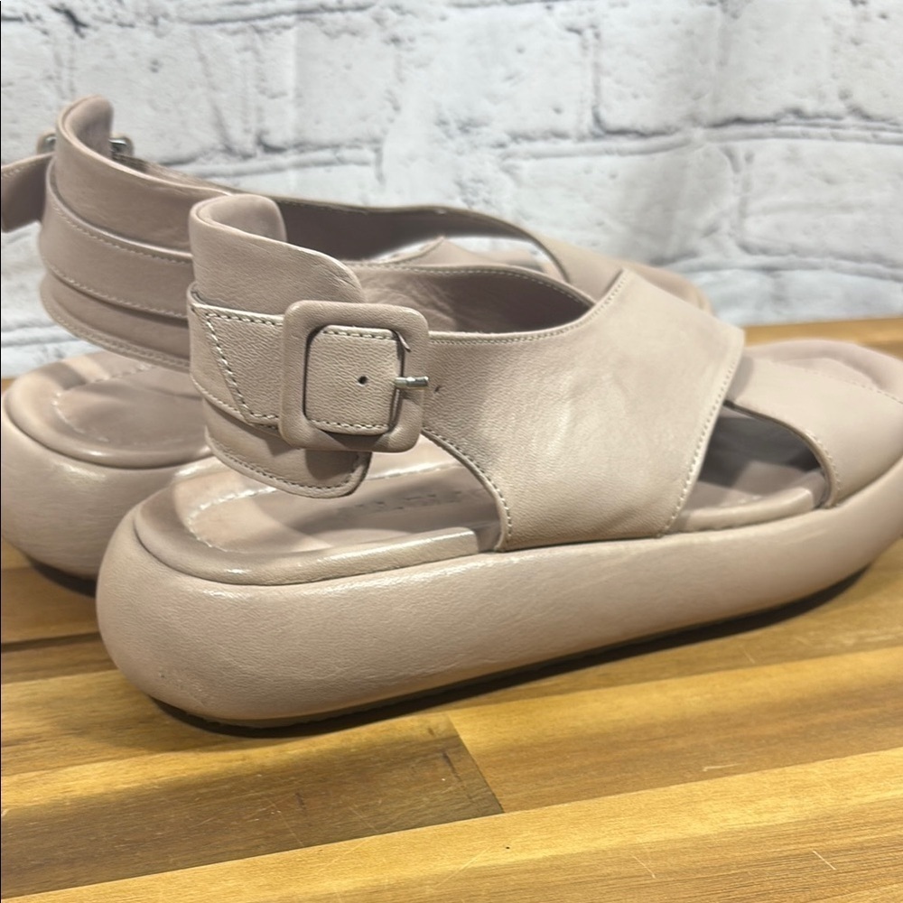 All Black Brand Taupe Sandals with Cushioned Sole and Crisscross Straps - Picture 9 of 14